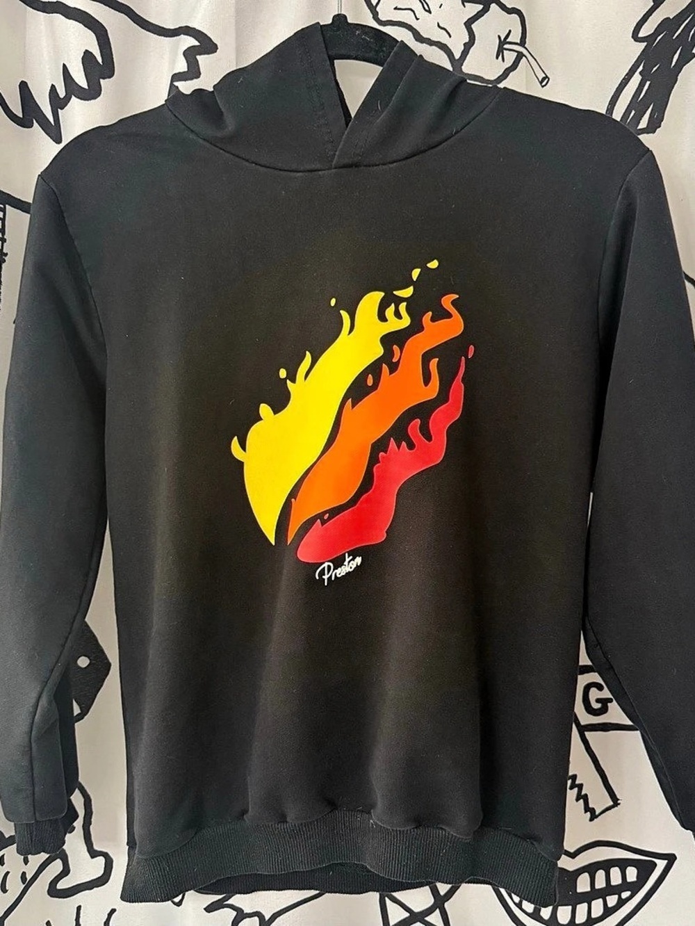 Preston Playz - Graphic Hoodie Black Youth size medium